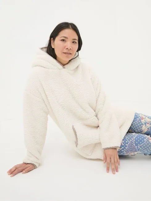 Women Fatface Coats and Jackets Snuggle Ivory Borg Hoodie