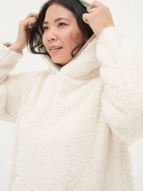 Women Fatface Coats and Jackets Snuggle Ivory Borg Hoodie