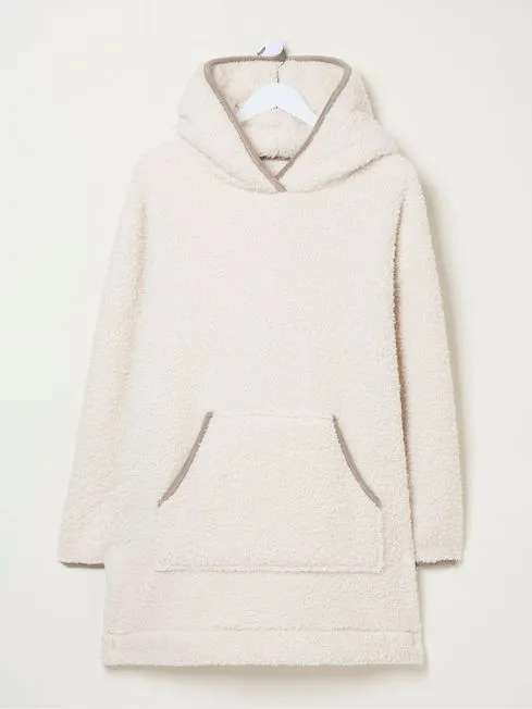 Women Fatface Coats and Jackets Snuggle Ivory Borg Hoodie