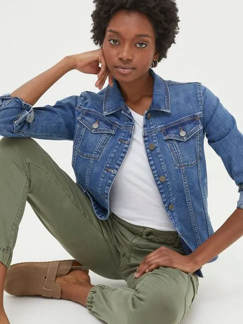 Women Fatface Coats and Jackets Tasha Blue Denim Jacket