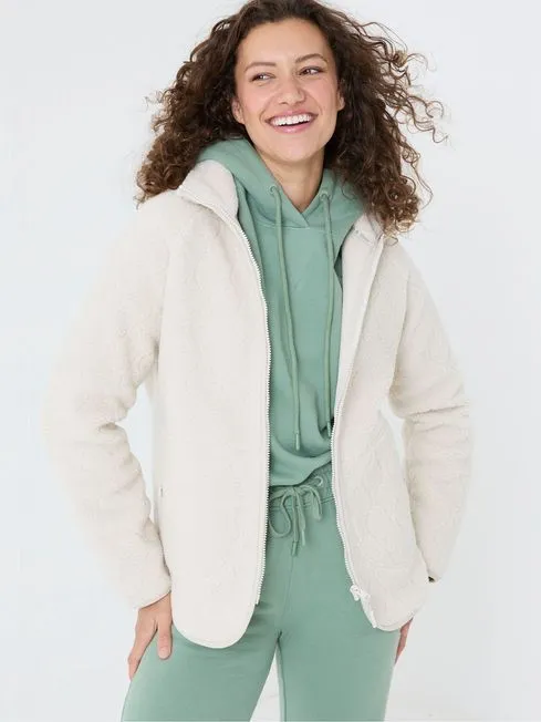 Women Fatface Coats and Jackets Violet Natural Fleece Jacket