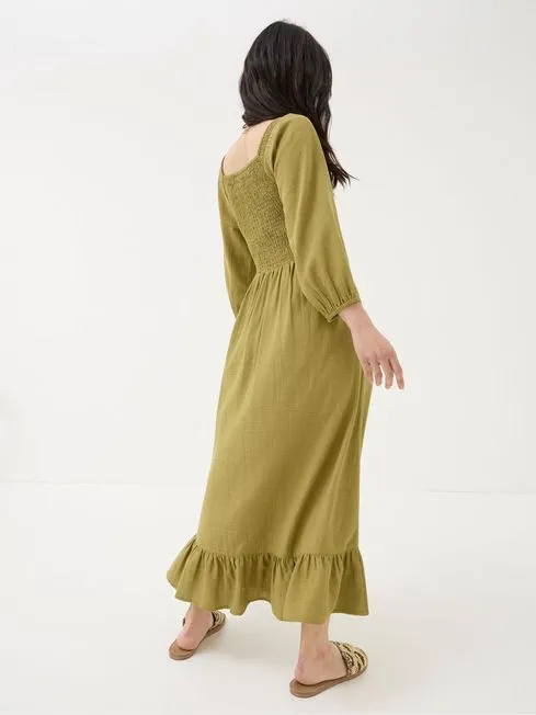 Women Fatface Dresses Adele Green Midi Dress With Linen Women Fatface Dresses Adele Green Midi Dress With Linen