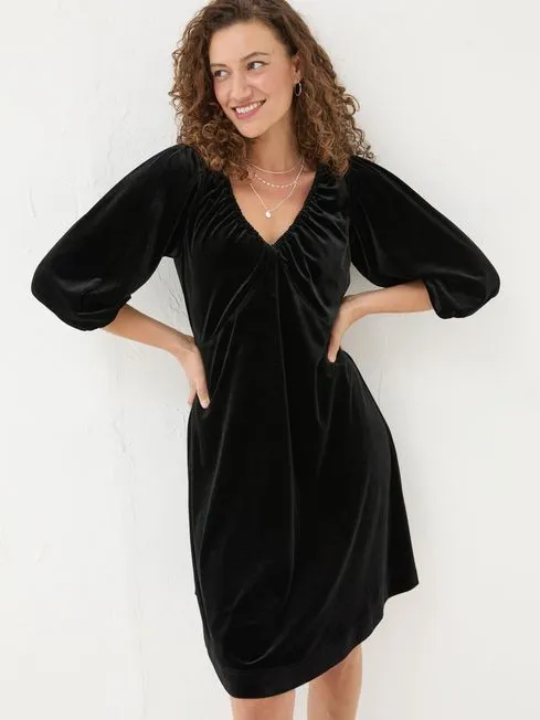 Women Fatface Dresses Black Gracie Velvet Dress