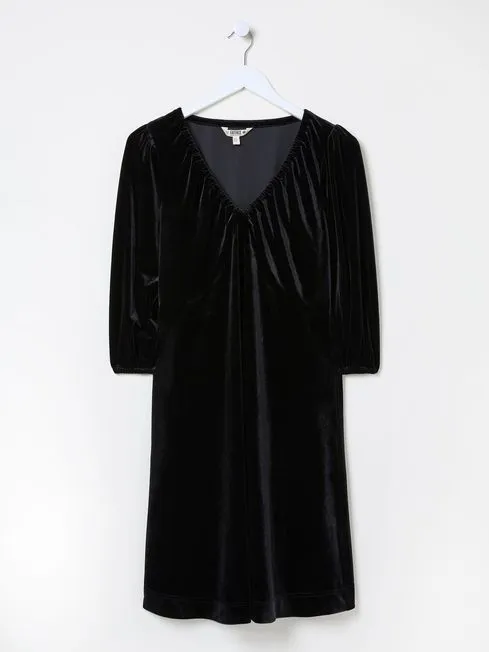 Women Fatface Dresses Black Gracie Velvet Dress Women Fatface Dresses Black Gracie Velvet Dress