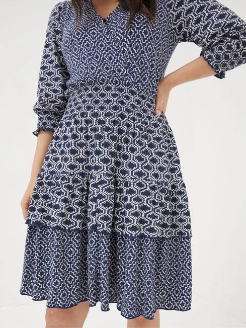Women Fatface Dresses Blue Amba Patchwork Geo Jersey Dress Women Fatface Dresses Blue Amba Patchwork Geo Jersey Dress