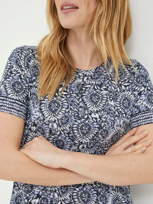 Women Fatface Dresses Blue Simone Batik Jersey Dress Women Fatface Dresses Blue Simone Batik Jersey Dress