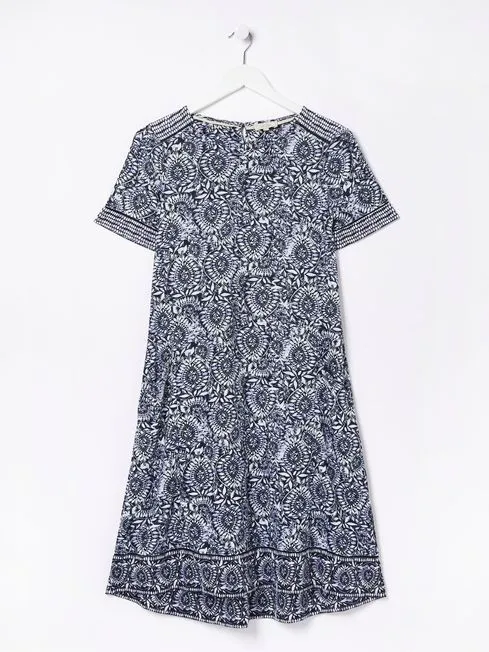 Women Fatface Dresses Blue Simone Batik Jersey Dress Women Fatface Dresses Blue Simone Batik Jersey Dress