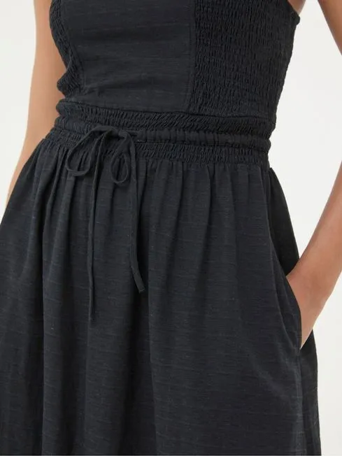Women Fatface Dresses Carmen Black Maxi Dress With Linen