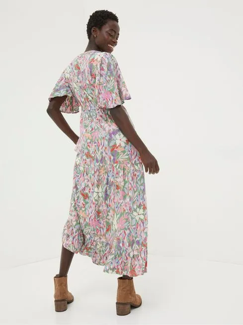Women Fatface Dresses Grace Green Expressive Floral Midi Dress