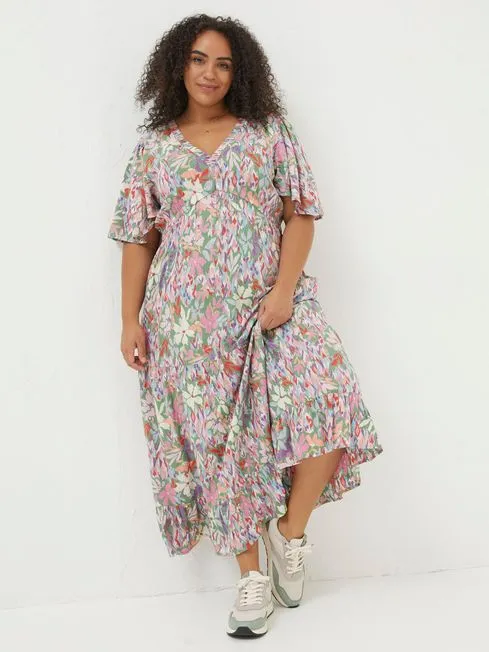 Women Fatface Dresses Grace Green Expressive Floral Midi Dress
