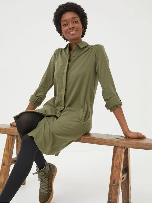Women Fatface Dresses Green Jersey Shirt Tunic Dress Women Fatface Dresses Green Jersey Shirt Tunic Dress