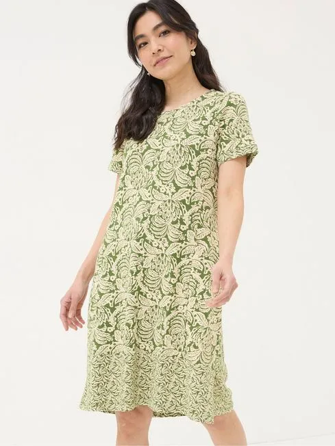 Women Fatface Dresses Green Simone Damask Floral Jersey Dress