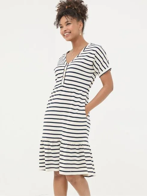 Women Fatface Dresses Natural 100 Cotton Maisey Stripe Jersey Dress