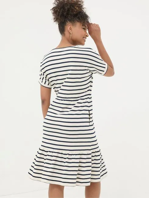 Women Fatface Dresses Natural 100 Cotton Maisey Stripe Jersey Dress