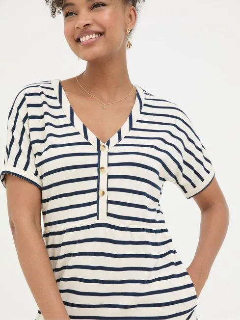 Women Fatface Dresses Natural 100 Cotton Maisey Stripe Jersey Dress