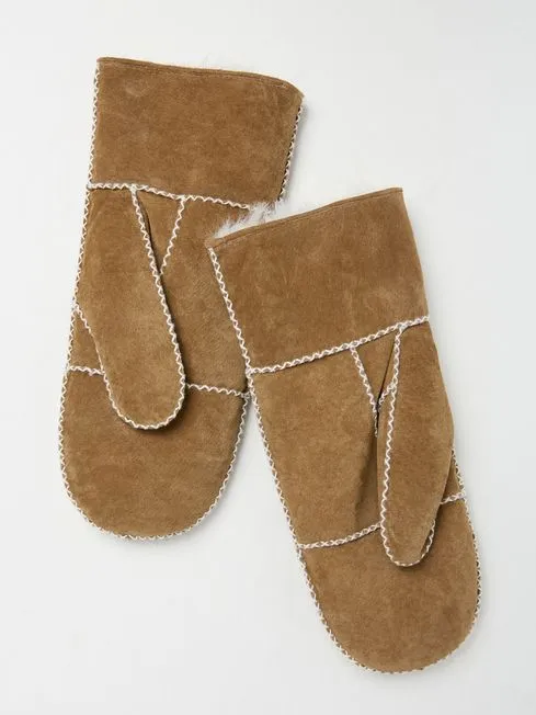 Women Fatface Gloves Tan Brown Suede Mittens Women Fatface Gloves Tan Brown Suede Mittens