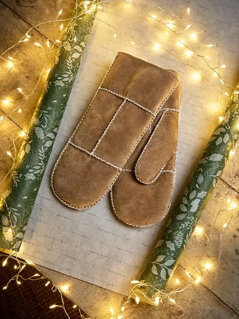 Women Fatface Gloves Tan Brown Suede Mittens Women Fatface Gloves Tan Brown Suede Mittens