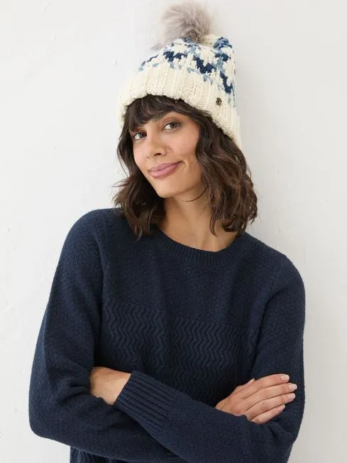 Women Fatface Hats Blue Chunky Knit Hat