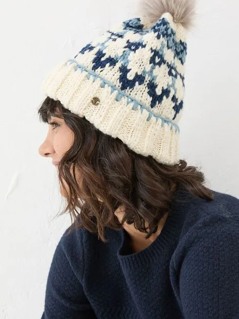Women Fatface Hats Blue Chunky Knit Hat Women Fatface Hats Blue Chunky Knit Hat
