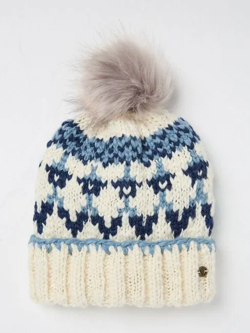 Women Fatface Hats Blue Chunky Knit Hat Women Fatface Hats Blue Chunky Knit Hat