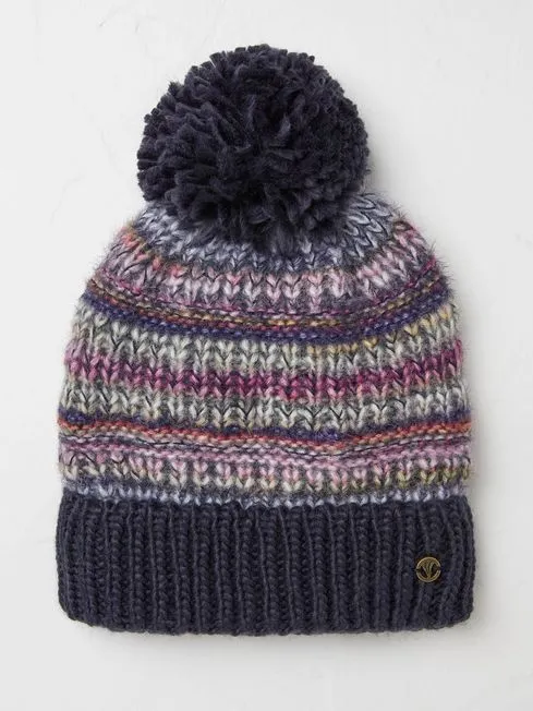 Women Fatface Hats Blue Spacedye Bobble Hat