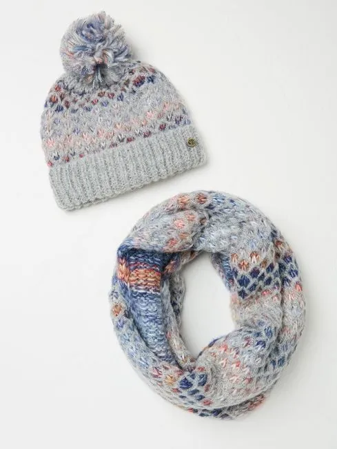 Women Fatface Hats Grey Spacedye Hat And Snood Gift Set Women Fatface Hats Grey Spacedye Hat And Snood Gift Set