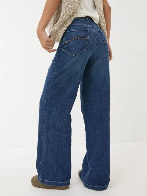 Women Fatface Jeans Welling Blue Wide Leg Jeans Women Fatface Jeans Welling Blue Wide Leg Jeans