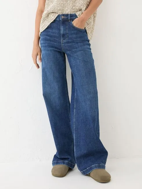 Women Fatface Jeans Welling Blue Wide Leg Jeans Women Fatface Jeans Welling Blue Wide Leg Jeans