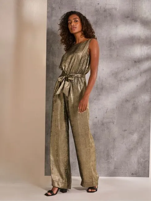 Women Fatface Jumpsuits and Playsuits Gisele Gold Metallic Jumpsuit