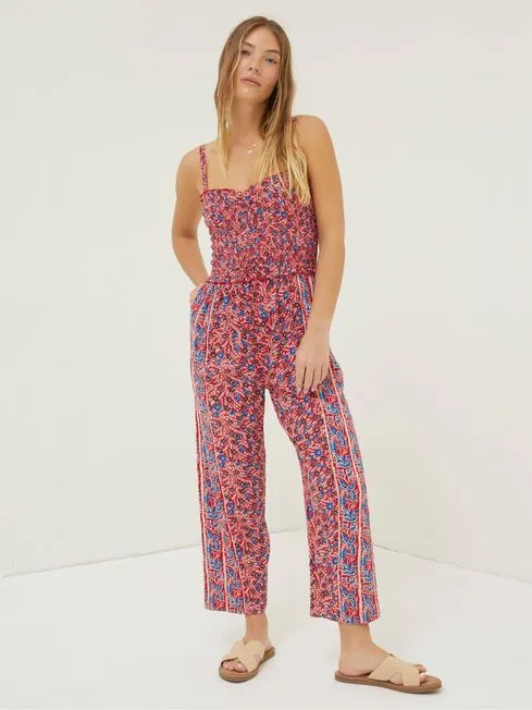 Women Fatface Jumpsuits and Playsuits Red Natalie Meadow Jumpsuit