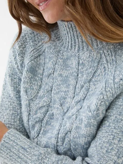 Women Fatface Knitwear Blue Cali Cable Jumper Women Fatface Knitwear Blue Cali Cable Jumper