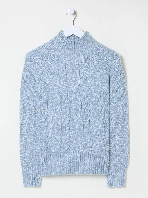 Women Fatface Knitwear Blue Cali Cable Jumper Women Fatface Knitwear Blue Cali Cable Jumper