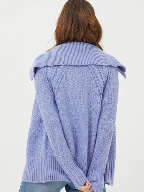 Women Fatface Knitwear Blue Raya Collared Cardigan Women Fatface Knitwear Blue Raya Collared Cardigan