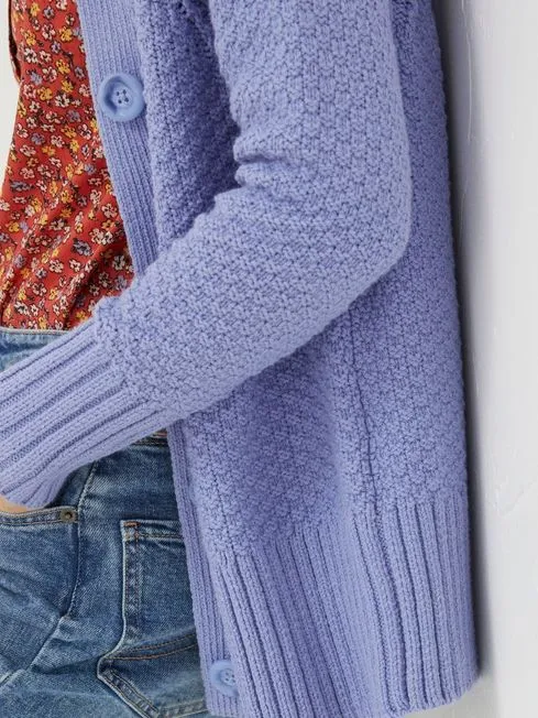 Women Fatface Knitwear Blue Raya Collared Cardigan Women Fatface Knitwear Blue Raya Collared Cardigan
