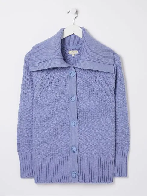 Women Fatface Knitwear Blue Raya Collared Cardigan Women Fatface Knitwear Blue Raya Collared Cardigan
