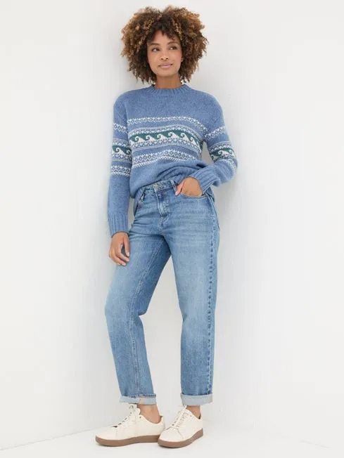 Women Fatface Knitwear Blue Shelter Wave Jumper Women Fatface Knitwear Blue Shelter Wave Jumper