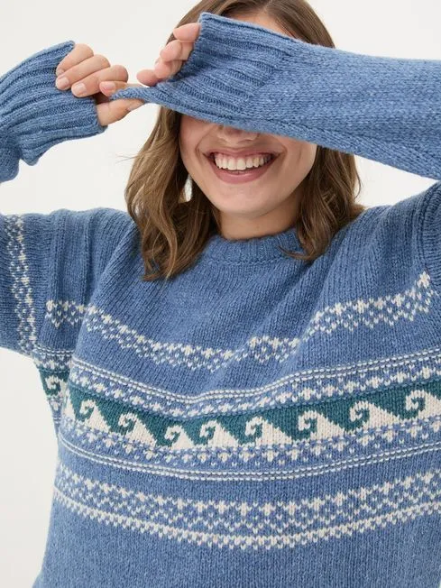 Women Fatface Knitwear Blue Shelter Wave Jumper Women Fatface Knitwear Blue Shelter Wave Jumper