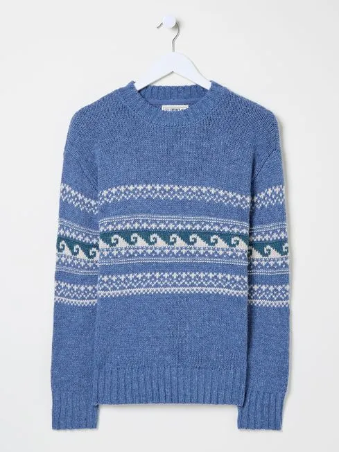 Women Fatface Knitwear Blue Shelter Wave Jumper Women Fatface Knitwear Blue Shelter Wave Jumper