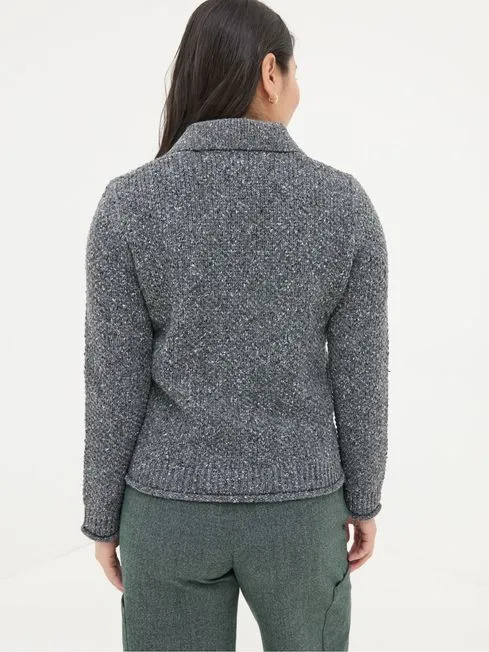 Women Fatface Knitwear Natalie Grey Collar Cardigan Women Fatface Knitwear Natalie Grey Collar Cardigan