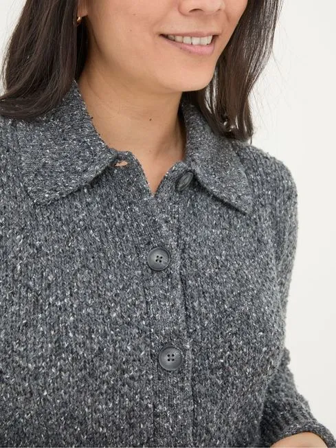 Women Fatface Knitwear Natalie Grey Collar Cardigan Women Fatface Knitwear Natalie Grey Collar Cardigan