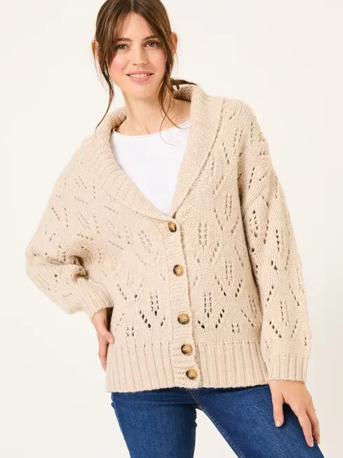 Women Fatface Knitwear Natural Sylvie Knitted Cardigan