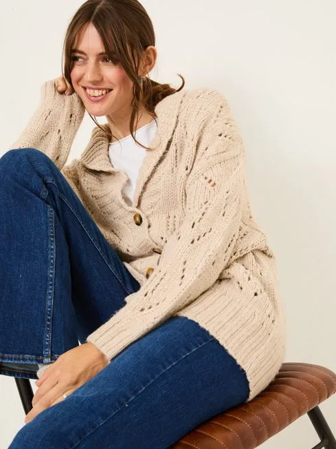 Women Fatface Knitwear Natural Sylvie Knitted Cardigan Women Fatface Knitwear Natural Sylvie Knitted Cardigan