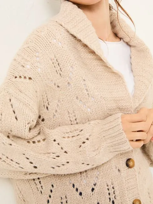 Women Fatface Knitwear Natural Sylvie Knitted Cardigan Women Fatface Knitwear Natural Sylvie Knitted Cardigan