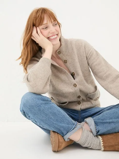 Women Fatface Knitwear Oatmeal Lyanna Cardigan Women Fatface Knitwear Oatmeal Lyanna Cardigan