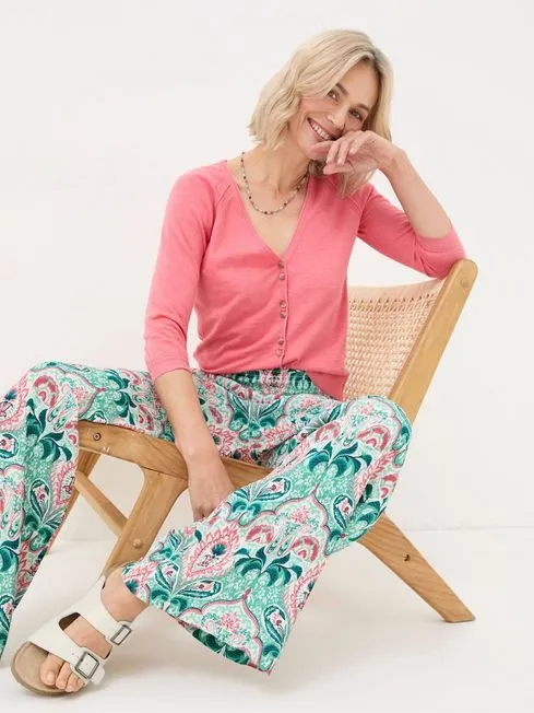 Women Fatface Knitwear Rose Pink Cardigan