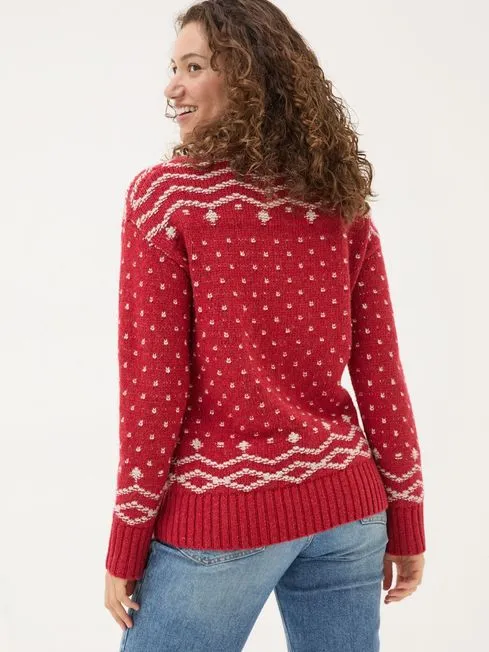 Women Fatface Knitwear Snowflake Red Knitted Jumper Women Fatface Knitwear Snowflake Red Knitted Jumper