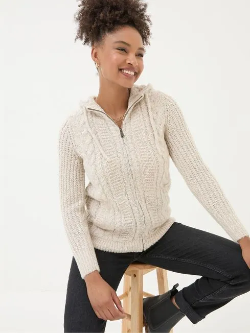 Women Fatface Loungewear Alicia Ivory Hoodie