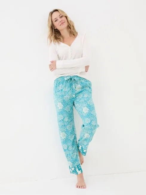 Women Fatface Loungewear Eva Blue Spaced Floral Trousers