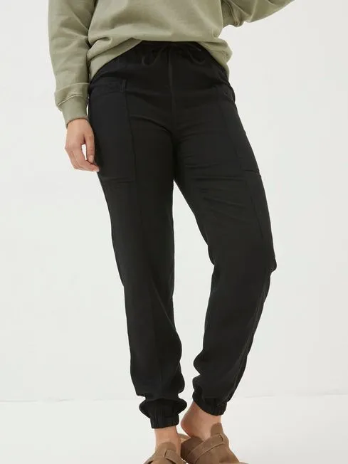 Women Fatface Loungewear Lyme Black Cargo Cuffed Joggers