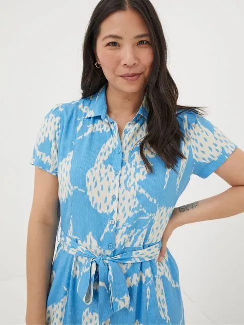 Women Fatface Midi Dresses Blue Aster Textured Leaves Midi Dress Women Fatface Midi Dresses Blue Aster Textured Leaves Midi Dress